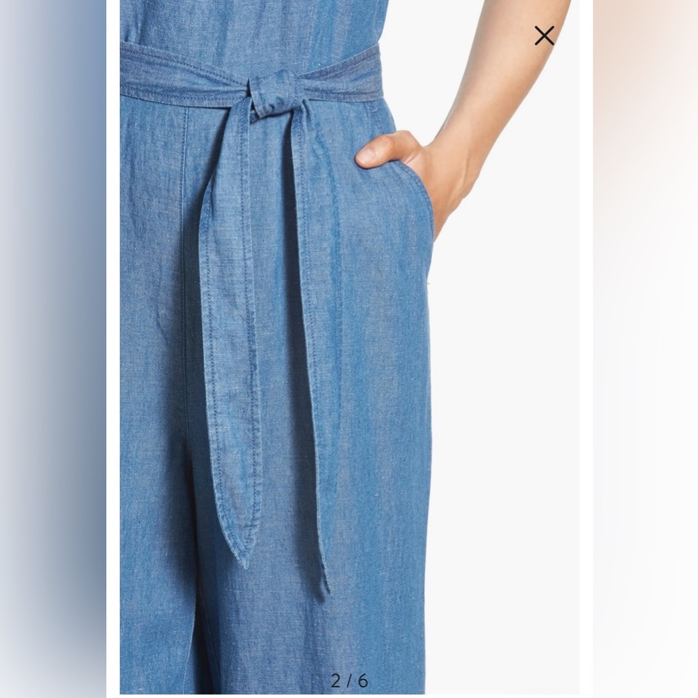Madewell 'Muralist' Crop Chambray Jumpsuit - size 2 - Picture 8 of 10